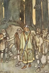 Og den kvelden var det fest og glede i den ensomme hytta, illustrasjon fra 