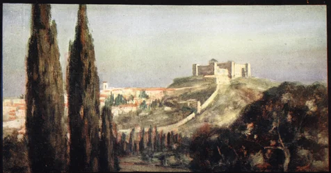 Spoletto, fødestedet til Saint Benedict, illustrasjon fra 