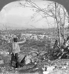 Generell utsikt over de 450 pagodene fra Mandalay Hill, Burma, 1908
