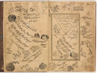 Kolofon fra manuskriptet til «Gulistan» av Sa#39;di kopiert av Sultan Ali Mashadi (LTS1995.2.30, ff. 78v-79r)