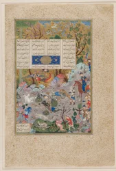 Hushang dreper den svarte Div, fra sjah Tahmasps Shahnama