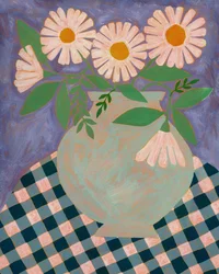 Tusenfryd i en lilla vase