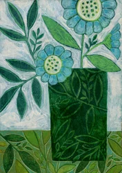 Stilisert blå blomstervase