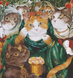 Illustrasjon fra Cats Galore! A Compendium of Cultured Cats (utgitt 2015)