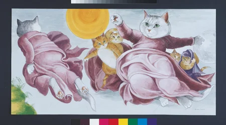 Illustrasjon fra Cats Galore! A Compendium of Cultured Cats (utgitt 2015)
