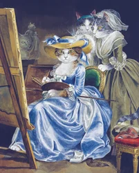 Illustrasjon fra Cats Galore! A Compendium of Cultured Cats (utgitt 2015)