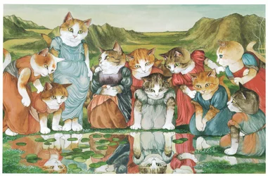 Illustrasjon fra Prerafaelittiske katter (utgitt 1999)