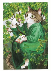 Illustrasjon fra Prerafaelittiske katter (utgitt 1999)