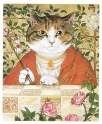 Illustrasjon fra Prerafaelittiske katter (utgitt 1999)