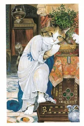 Illustrasjon fra Prerafaelittiske katter (utgitt 1999)