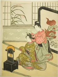 Autumn Moon in the Mirror (Kyodai no shugetsu), fra serien "Eight Views of the Parlour (Zashiki hakkei)"