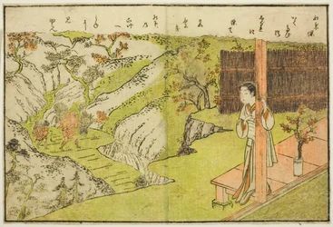 Tosidig illustrasjon fra Vol. 1 av "Picture Book of Spring Brocades (Ehon haru no nishiki)"