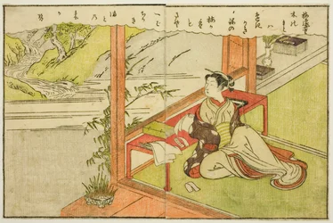 Tosidig illustrasjon fra Vol. 2 av "Picture Book of Spring Brocades (Ehon haru no nishiki)"