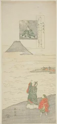 Dikt av Otomo no Kuronushi, fra serien "Six Famous Poets (Rokkasen)"