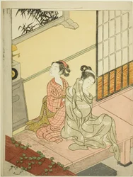 The Evening Bell of the Clock (Tokei no bansho), fra serien "Eight Views of the Parlour (Zashiki hakkei)"