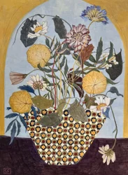 Gullalderblomster, 2024 (eggetempera på trepanel)