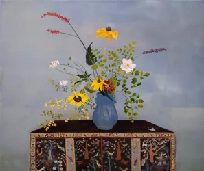 Oktoberblomster på en persisk eske, 2022 (olje på lin)