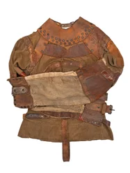 Tvangstrøye eid av Harry Houdini, ca. 1915 (khaki lerret, lær og metallnagler)
