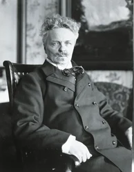 August Strindberg i huset hans i Stockholm (s/hvitt bilde)