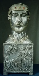 Relikviehode for St. Candidus, ca. 1165 (gull og sølv)