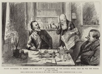 Pigott innrømmet overfor messerne GA Sala og H Labouchere, i sistnevntes hus, at han var bokstavenes forfalsker