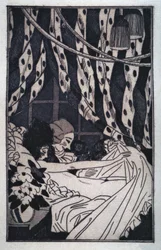 Erotikk: Giacomo Casanova (1725-1798) hever arkene for å tenke på sin nakne elskerinne, tidlig på 1900-tallet (radering)