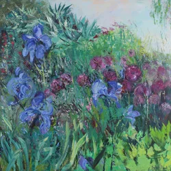 Iris med Allium