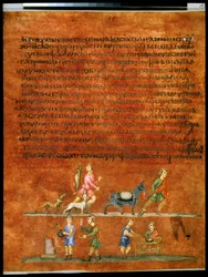 Helside: tekst og miniatyr: Esau vender tilbake fra jakten (miniatyr)