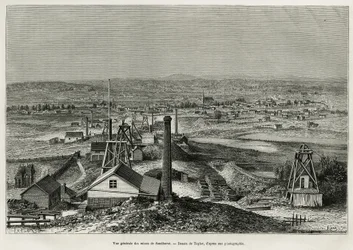 Generell oversikt over Sandhursts gruver, gravering etter en tegning av Taylor, for å illustrere historien seks måneder i Australia, av Desire Charnay, oppdrag fra Ministry of Public Education, i 1878, publisert i tour du monde, under ledelse