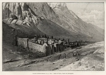 Klosteret St. Catherine, Egypt. Taylors gravering for å illustrere historien "" Voyage dans l