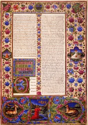 Incipit fra Esekiels bok, fra bind II av Bibelen til Borso d'Este, opplyst av Taddeo Crivelli (1425-1479) og andre, latinsk manuskript 422-423, folio 56, recto, pergament