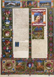 Slutten av 5. Mosebok og incipit fra Josvas bok, fra bind II av Bibelen til Borso d