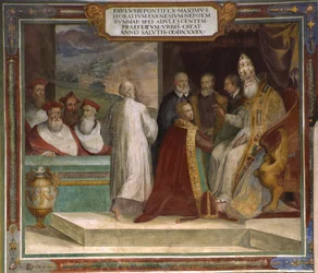 Pave Paul III velsigner sin nevø Horace Farnese