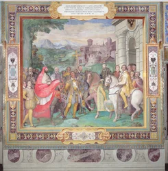 Charles V (1500-58) med Alessandro Farnese (1546-92) i Worms, fra 