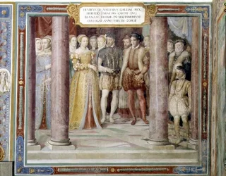 Ekteskapet til Orazio Farnese og Diana, datter av Henri II av Frankrike (1519-59) fra 