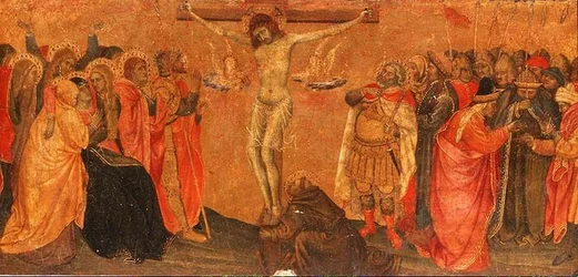 Korsfestelse, predellapanel (tempera på panel)