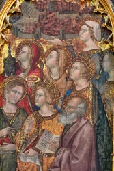 Ulike helgener som tilber Madonnaen, Triptych av antagelsen
