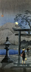 Lantern and Torii Gate (farget treblokktrykk)