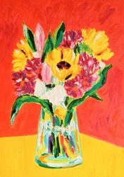 En fargerik blomsterbukett