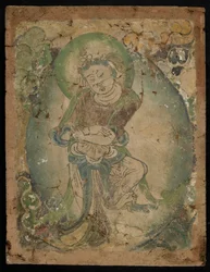 Dansende figur, Kizil, Xinjiang-provinsen, 600-800 (pigment på stukkatur)