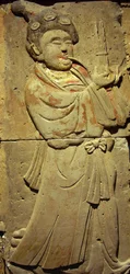 Terracotta stele med musiker, Tang-dynastiet