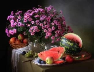 Asterblomster og frukt