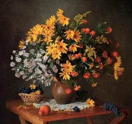 Høstlig blomsterstilleben