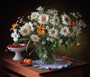 Stilleben med landsblomster