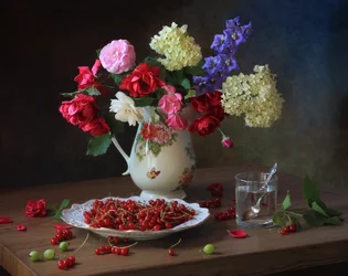 Sommerstilleben med blomster