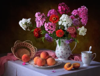 Sommerblomster og ferskener