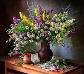 Stilleben med sommerblomster