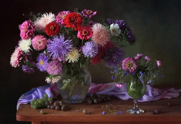 Levende stilleben med aster