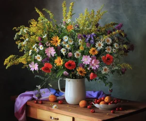Villblomster og sommerfrukt