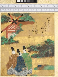The Beach at Sumiyoshi, illustrasjon fra "The Tales of Ise", 1600-40